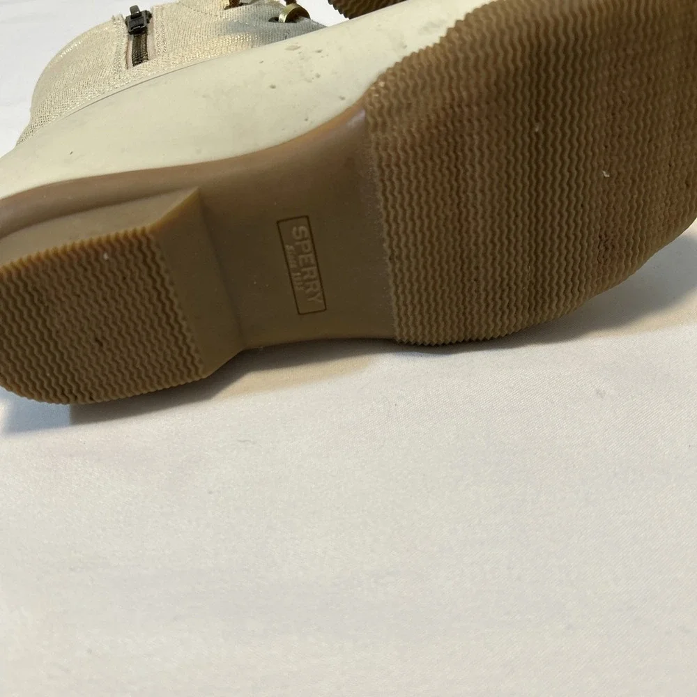 Sperry‎ Top-Sider Women 6.5 duck boots Saltwater Canvas Oat/Gold Rain Boots 286